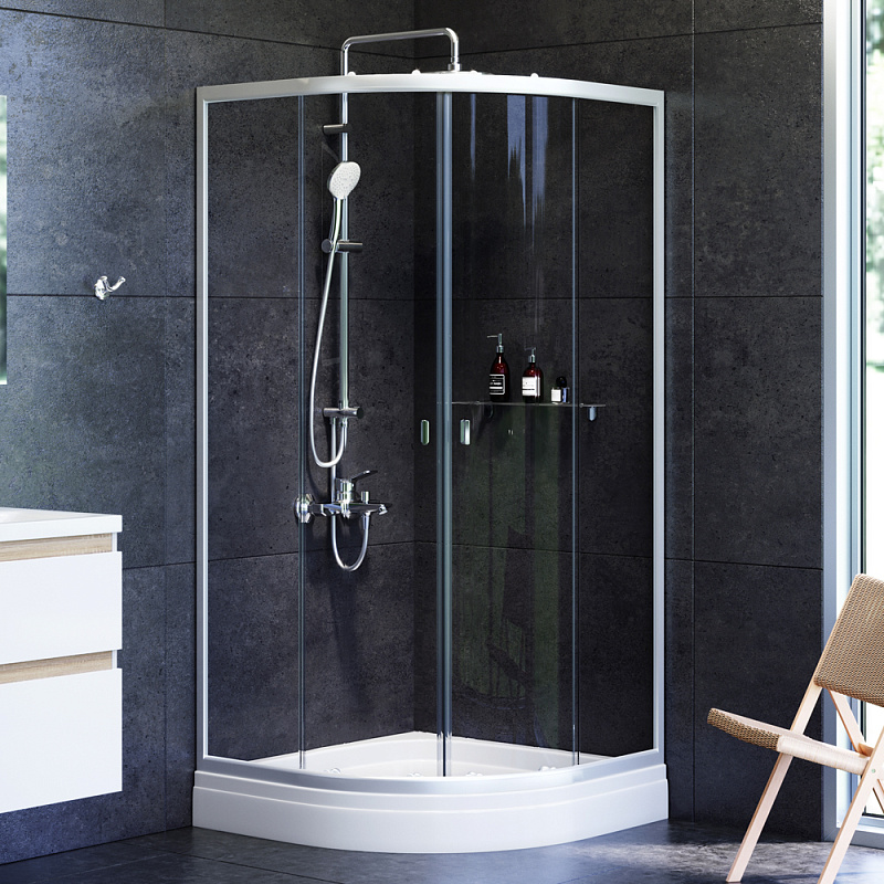 W88E-205-090MT Twin Slide Душевое ограждение c поддоном 90x90 AM.PM X-Joy 