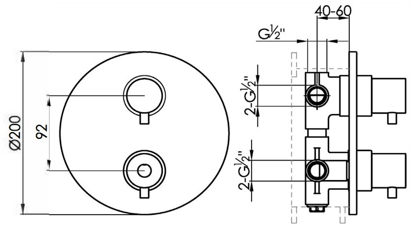 JEE-O Термостатический смеситель для душа из нержавеющей стали с тарелкой Slimline 800-2300 / 800-2303 - Вид №2