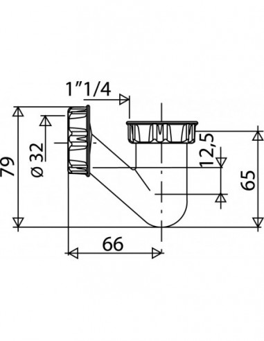 618000 001 00  V-образный сифон для умывальника или биде, h. 79 мм, сверхкомпактный, выход 32 мм, белый Valentin Белый  - Вид №2