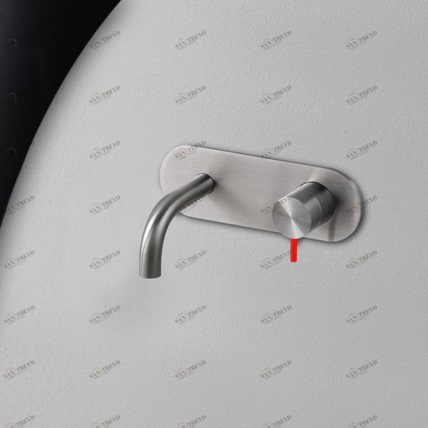 Смеситель для раковины сталь матовая с красной ручкой Toki Radomonte TKI20SCIL25