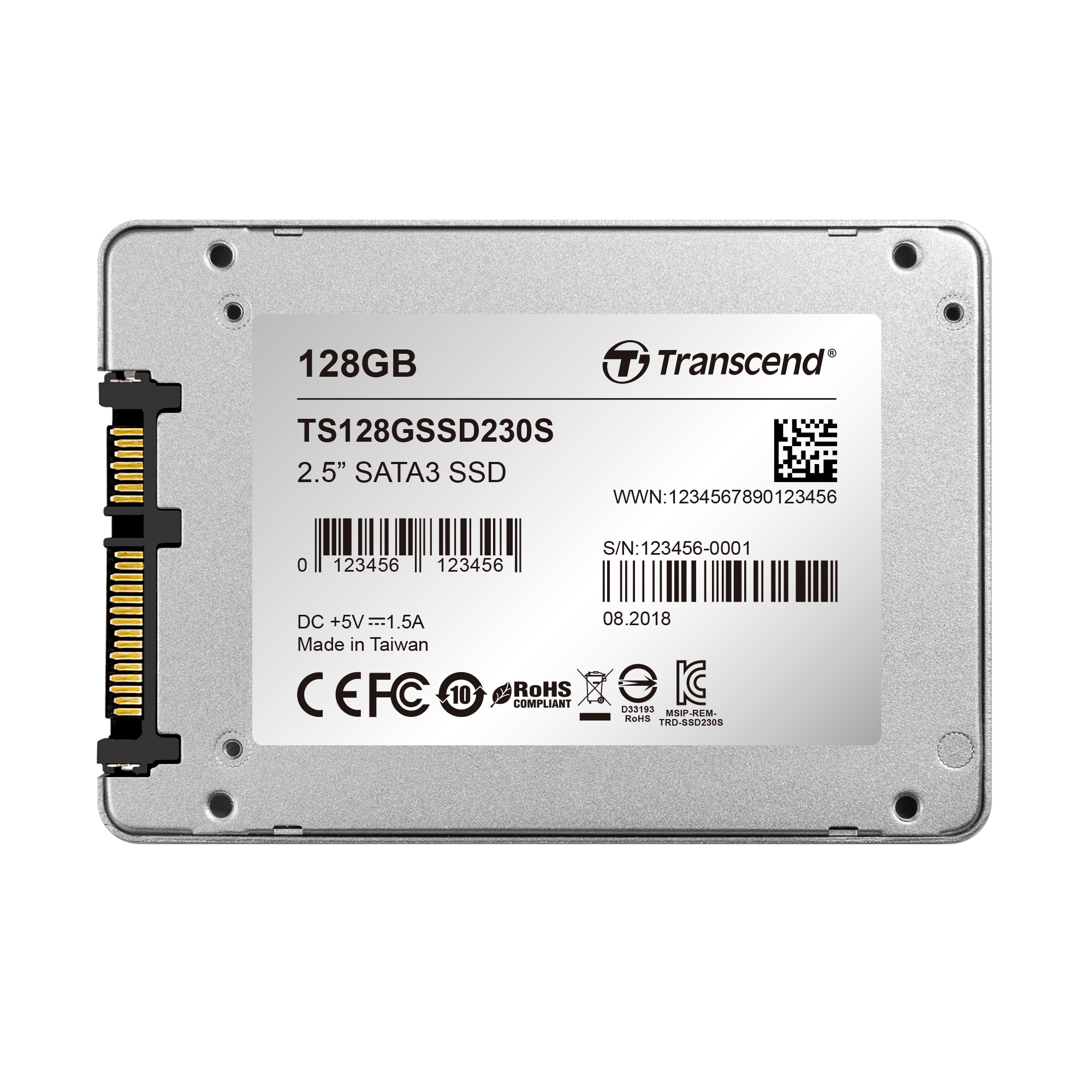 TS128GSSD230S 128gb ssd, 2.5", sata iii 6gb/s ssd230 3d nand Transcend Santreyd  - Вид №1
