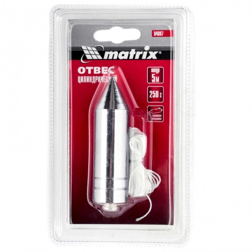 Отвес цилиндрический 300 гр шнур 5 метр Matrix 12640 - Вид №2