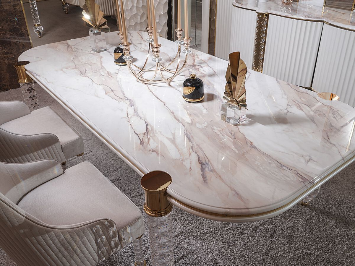 Мраморный овальный обеденный стол Zebrano Velovis ARCH-00029581