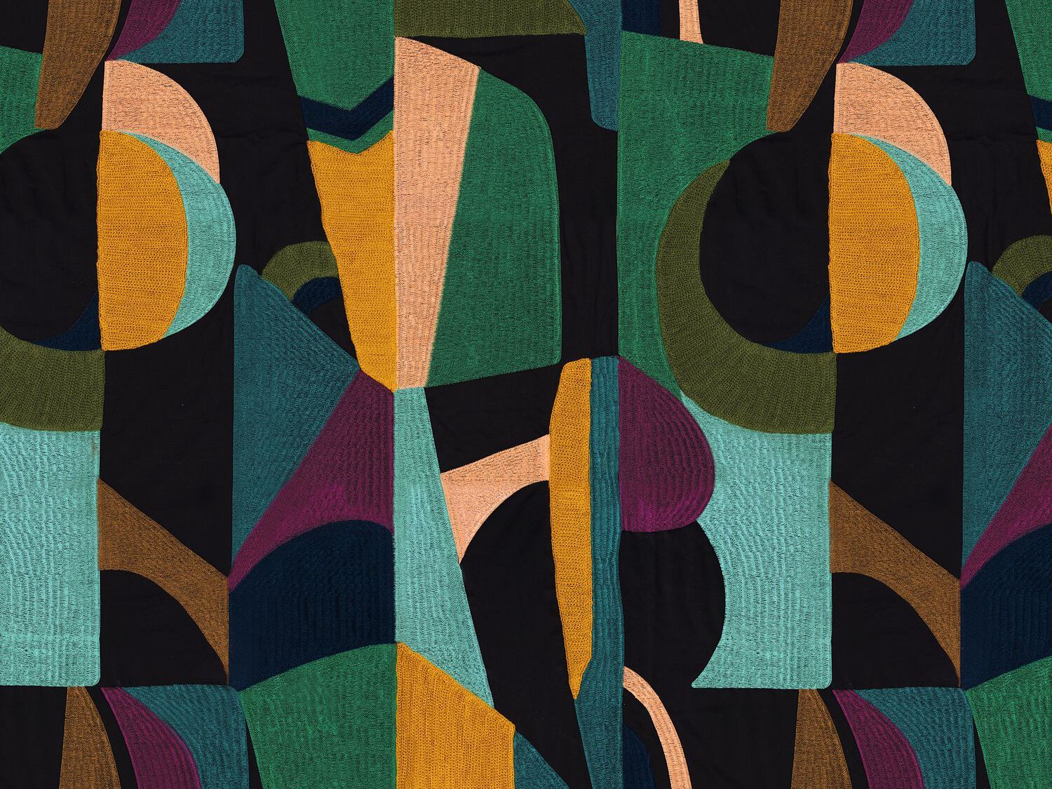 Хлопчатобумажная вышитая ткань для штор с графическим рисунком Casamance Arty ARCH-00105202