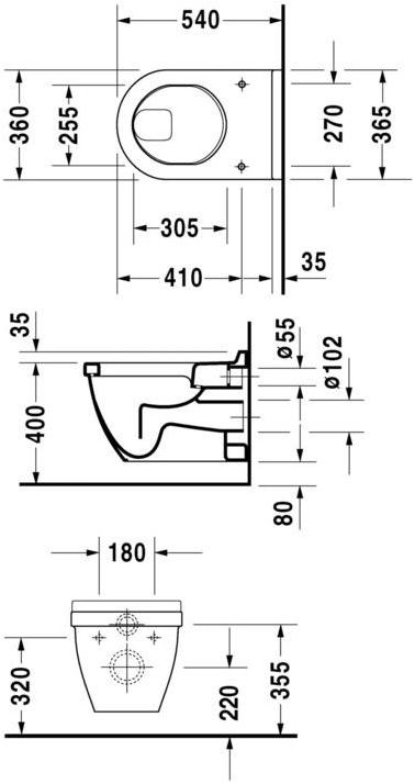 220109 Подвесной унитаз настенный Белый Duravit Starck 3 Германия - Вид №1