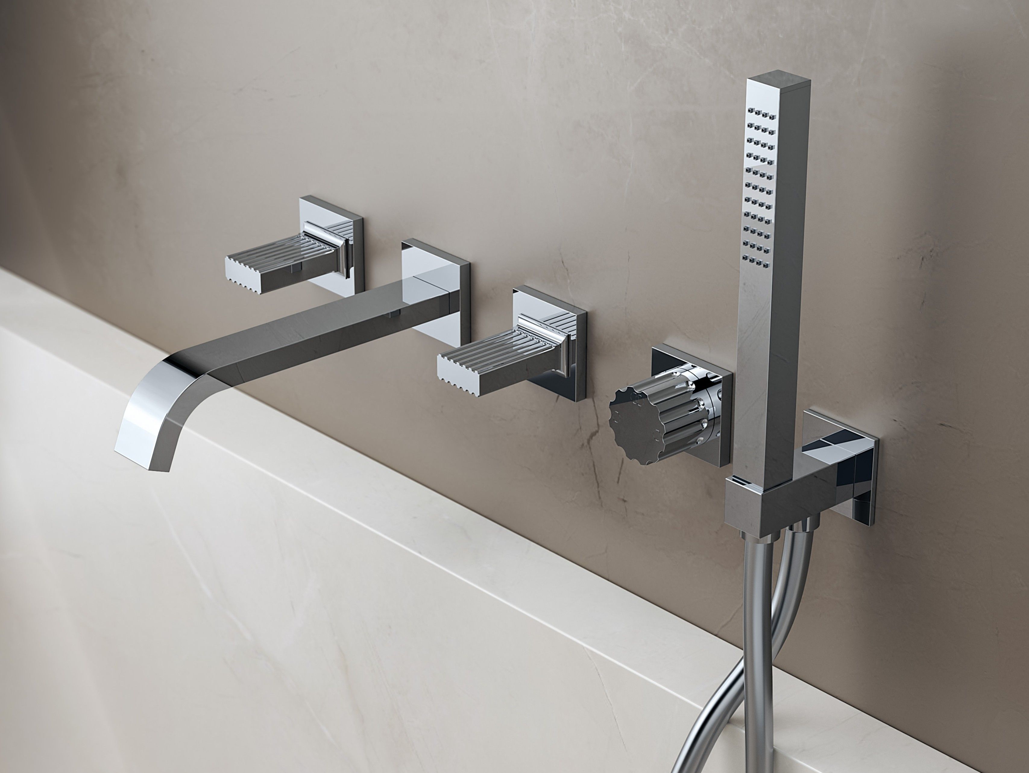 Латунный настенный набор для ванны с 5 отверстиями Rubinetterie Treemme ARCH-00106077