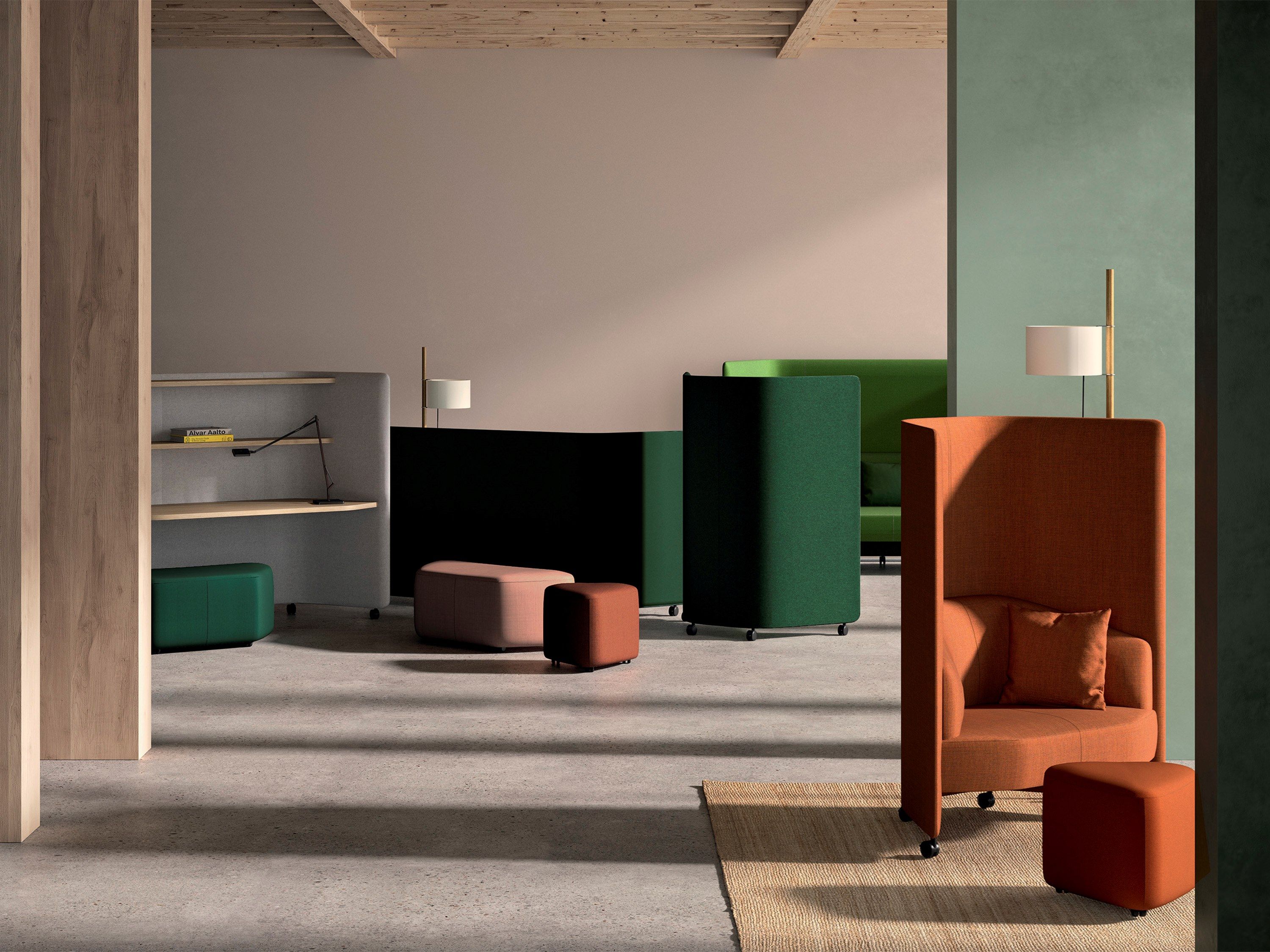 Рабочий стол на колесах со звукопоглощающими перегородками Andreu World In Out Office ARCH-00061597 - Вид №2