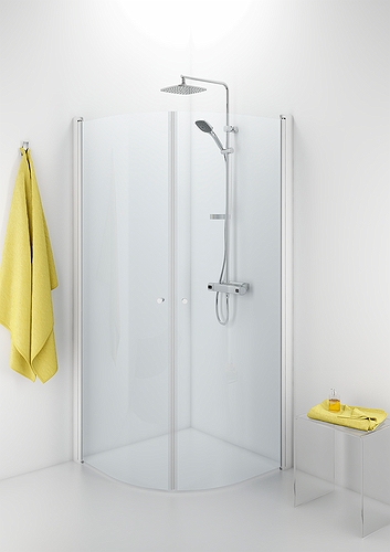 500.937.00.5 IDO Showerama 10-4 душевая стенка для круглого углового душа, IDO Showerama 10-4, матовые профили / полуматовое стекло, 900x700 мм  - Вид №1