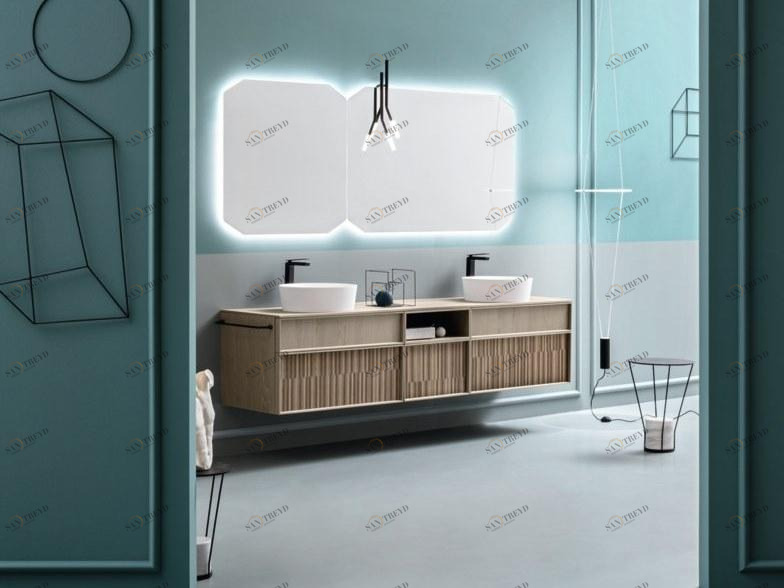 Cerasa Подвесная тумба под умывальник с двойной раковиной Des sun-id-1454255