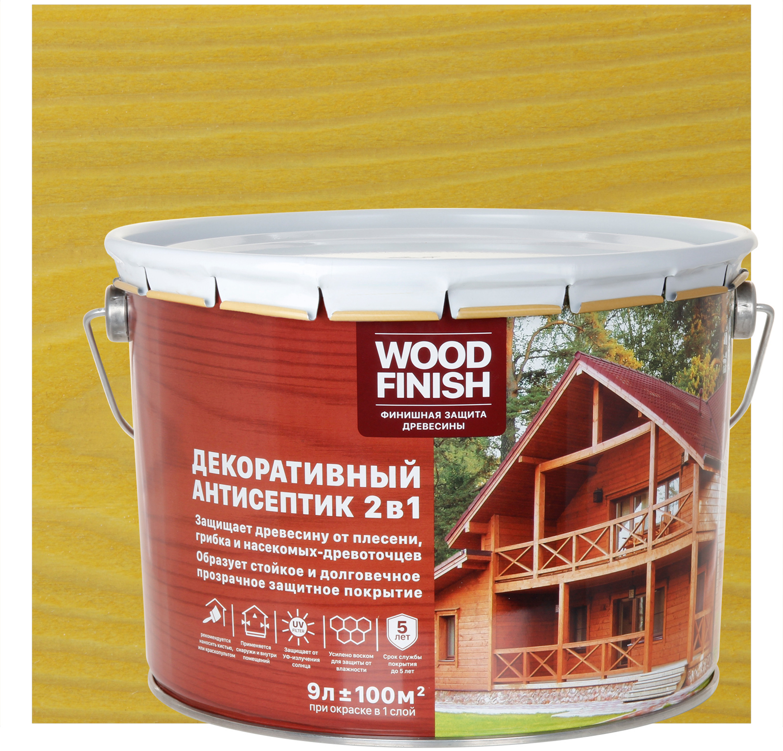 84392157 Антисептик декоративный Wood Finish цвет сосна 9 л STLM-0049140 HUSKY