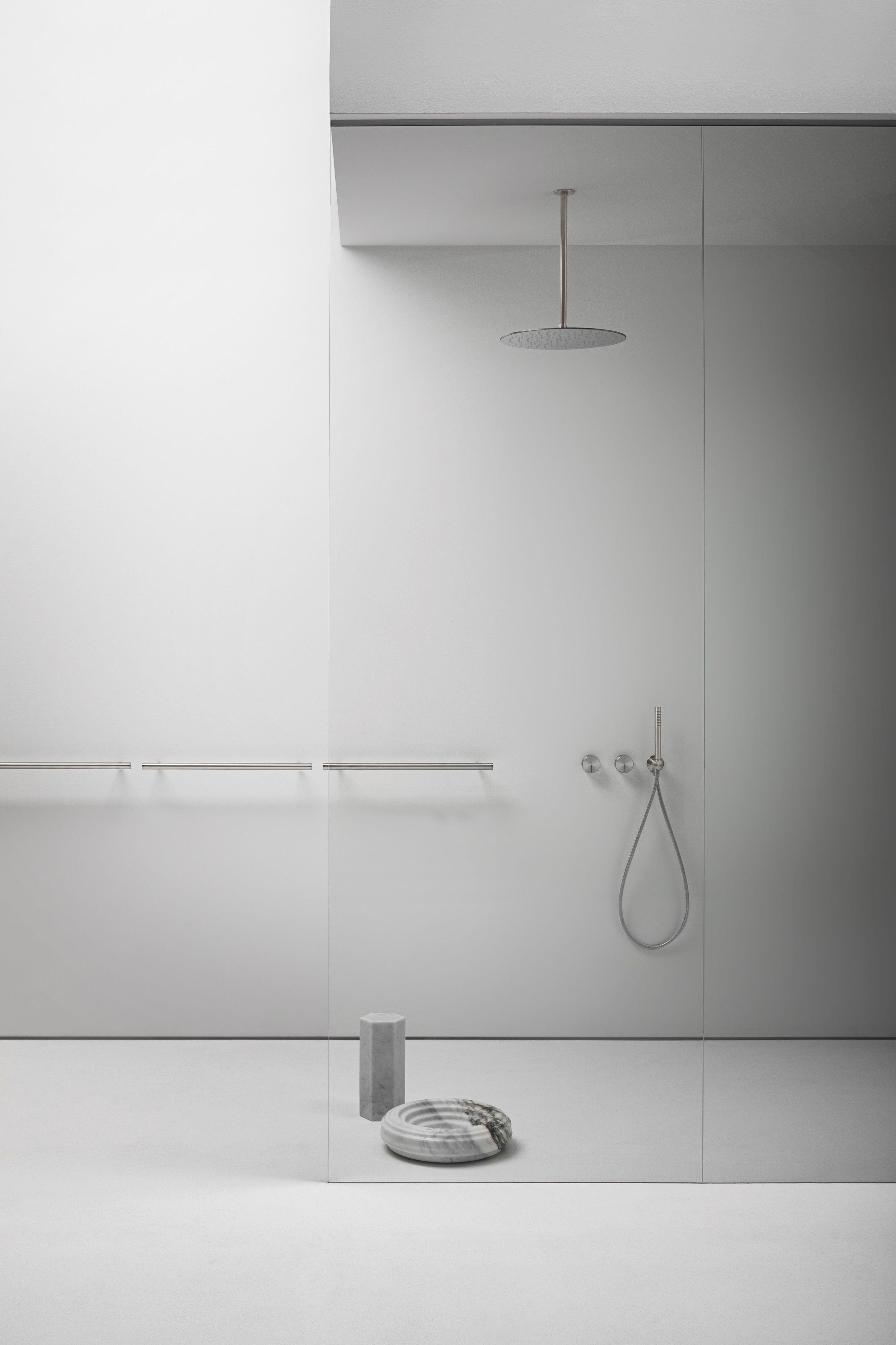 Держатель для полотенец / полка для ванной комнаты из нержавеющей стали и дерева Falper цилиндр ARCH-00006285 - Вид №5