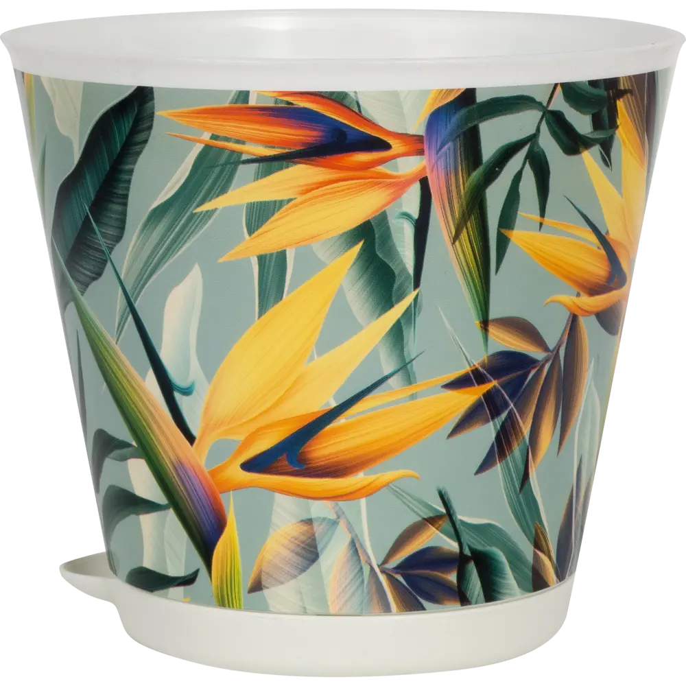 Горшок цветочный Ingreen Тропики ø12 h11 см v0.7 л пластик жёлтый/зелёный Крит STLM-2203693