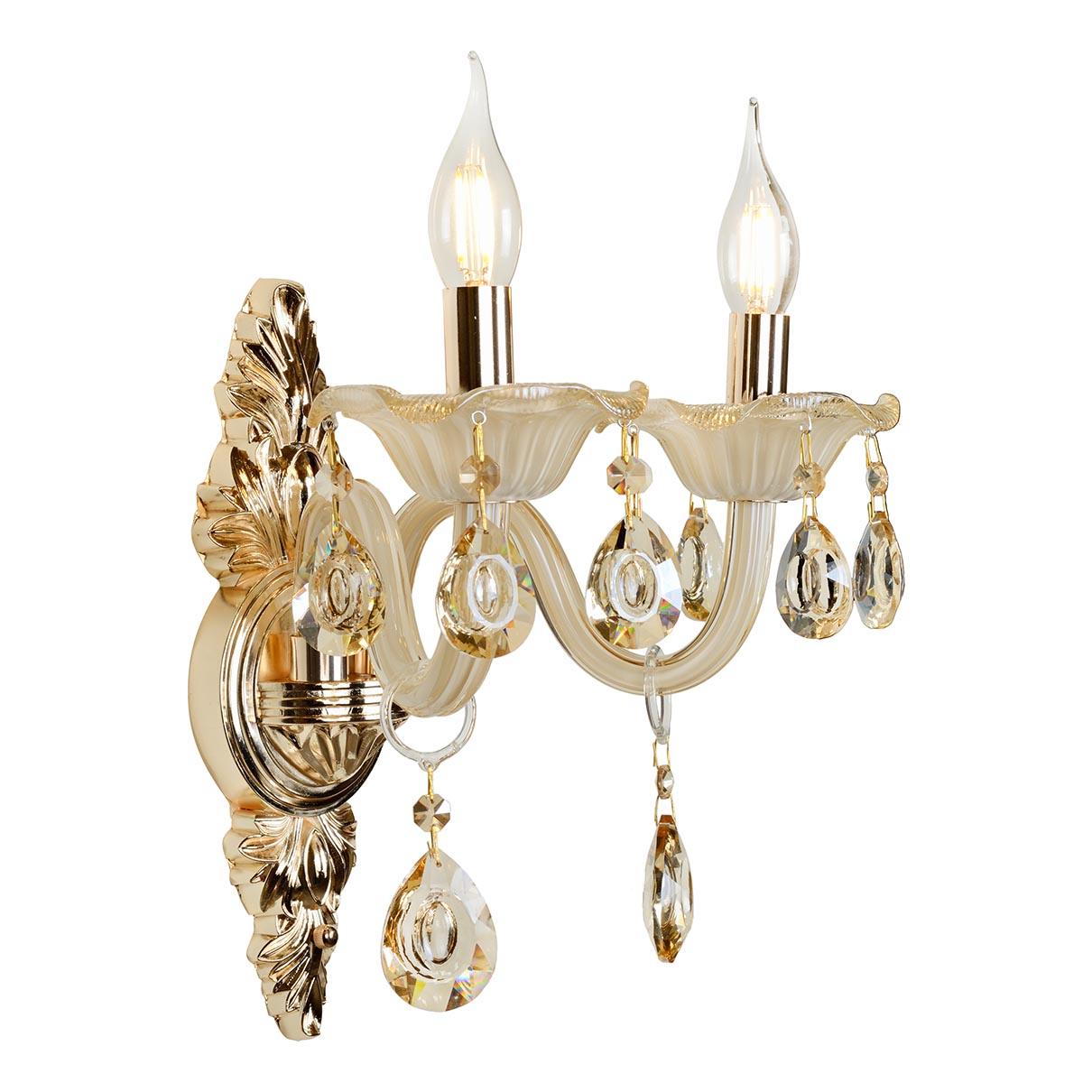 Бра на 2 лампы с подвесками шампань Asia 81072-2 WH ILAMP СВЕЧА 00-3949154 Бежевый  - Вид №2