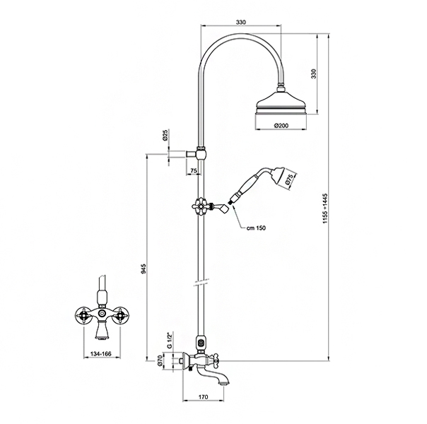 OT721208065 Душевая стойка Webert Ottocento - Вид №1
