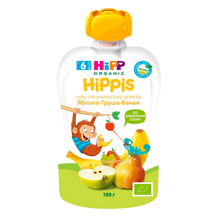 Пюре Hippis с 6 месяцев яблоко груша банан Hipp 100 г Santreyd 15696
