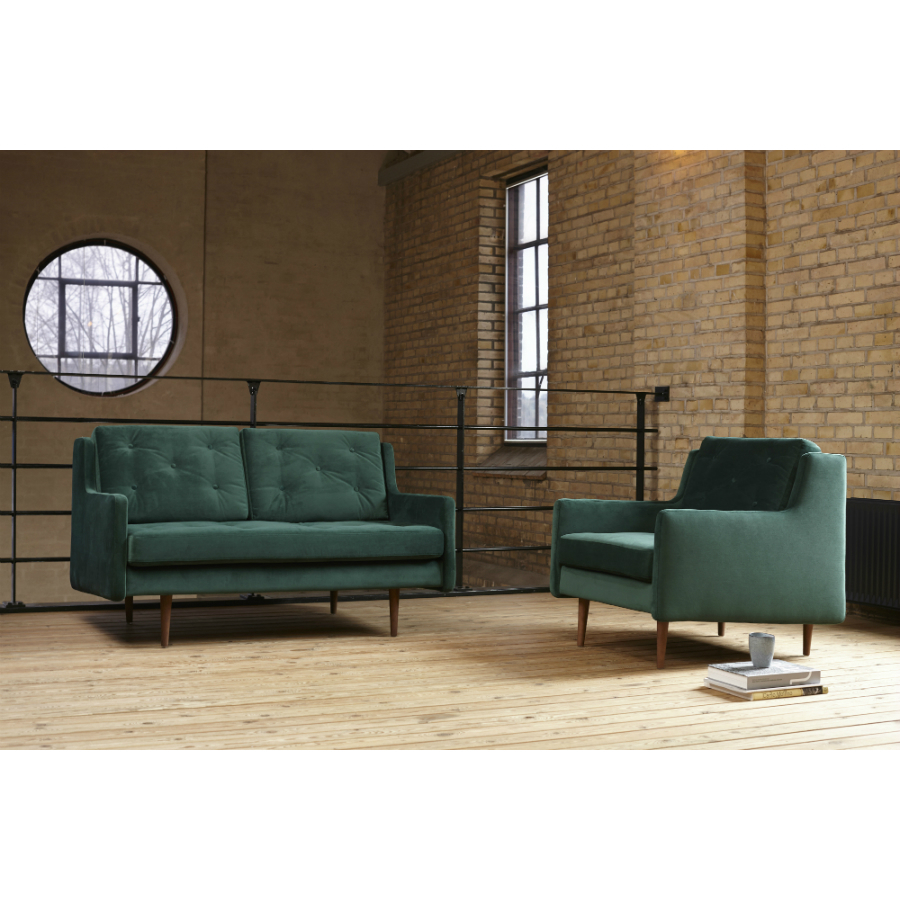 Кресло Holme с ножками из дуба/грецкого ореха, темно-зеленое Kragelund 28101208603 - Вид №1