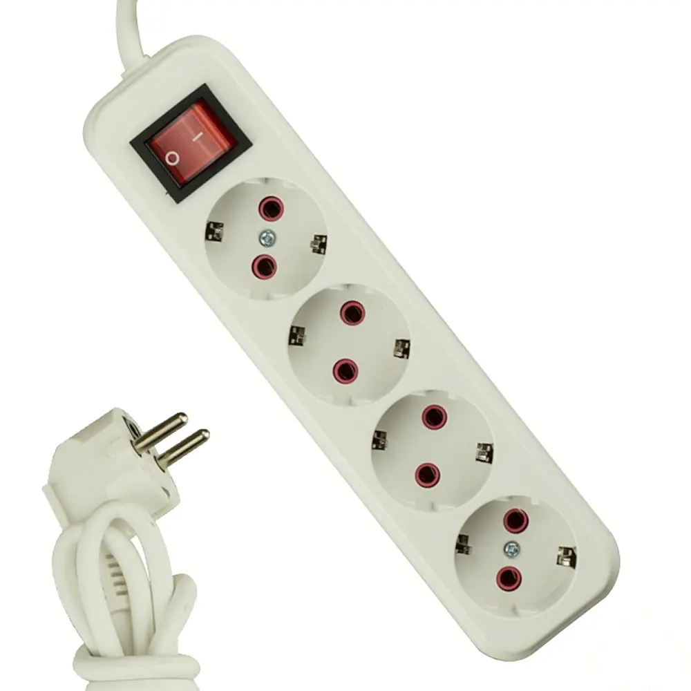 Удлинитель с заземлением Lezard 4 розетки 2 м цвет белый, выключатель 12241370 STLM-2163161 
