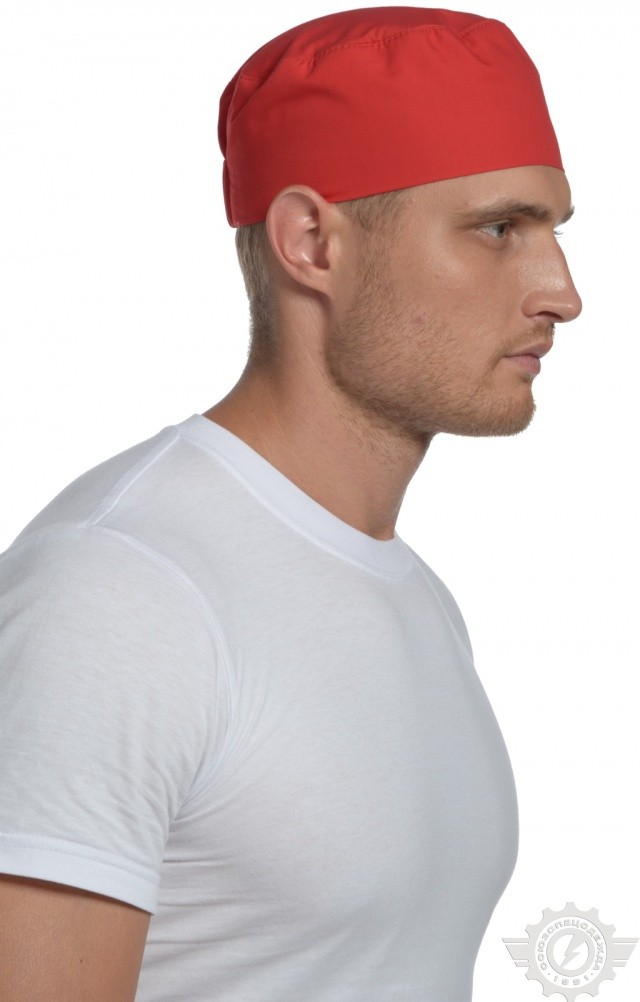 61166 Головной убор "Таблетка" ткань "Тиси" красная  Одежда для поваров  размер 55-56 Спецодежда  - Вид №3