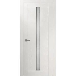 Дверь межкомнатная со стеклом Челси 70x200 см финиш бумага цвет ясень жемчужный с замком