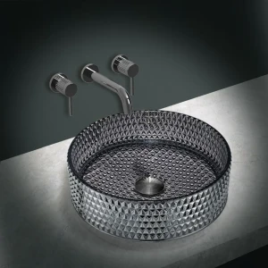 91826360 Раковина стеклянная Vincea Vbs-5Gl03, 400*400*125, Накладная, Цвет Черный STLM-1526342