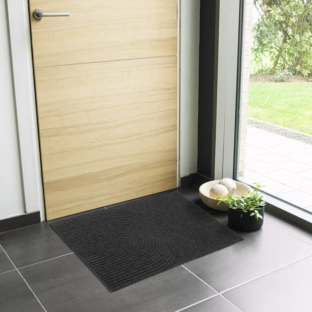 Коврик грязезащитный KREAFORTA Pauline полиэстер 60x90 см цвет черный STLM-2144427 - Вид №4