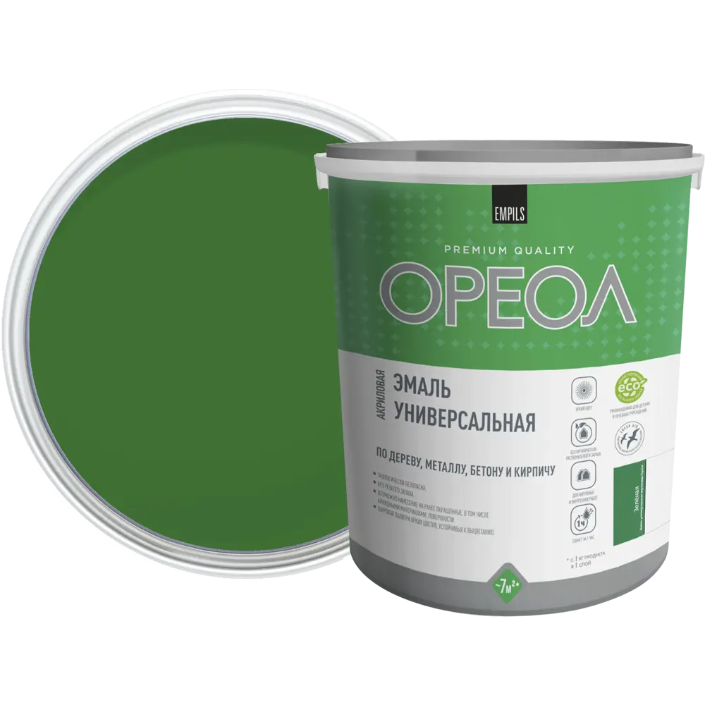 Эмаль универсальная Ореол глянцевая цвет зеленый 2.5 кг STLM-2170307