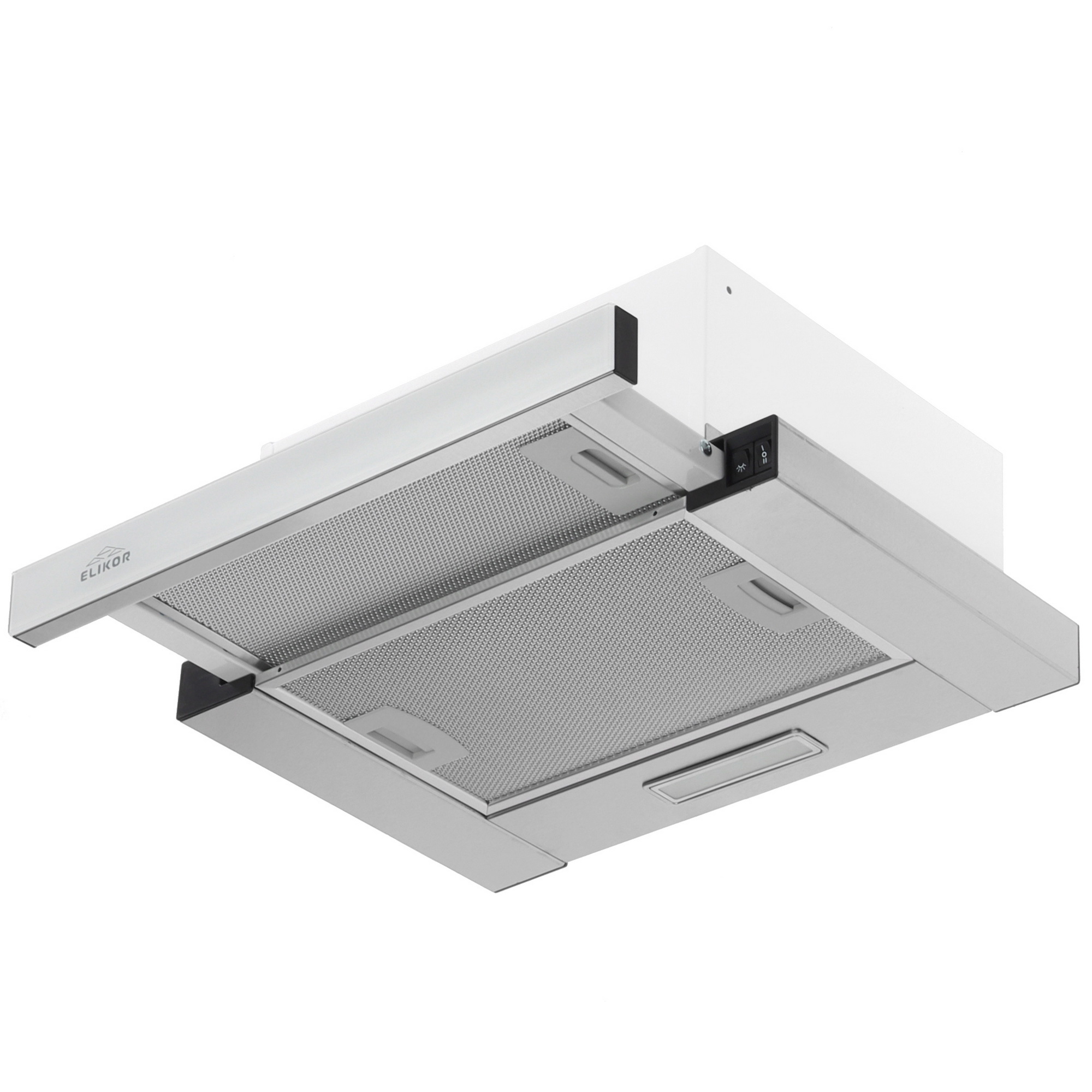 1184239 Вытяжка телескопическая ELIKOR Интегра Glass 45Н-400-В2Д серебристый/белый STDN-0122611 - Вид №2