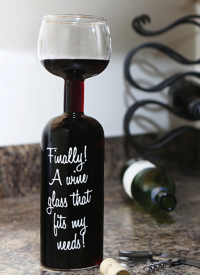 Бокал бутылка 750 мл wine bottle glass BIGMOUTH ДИЗАЙНЕРСКИЕ 00-3862991 Прозрачный  - Вид №3
