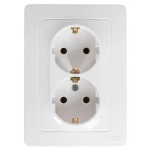 Розетка двойная встраиваемая Systeme Electric Blanca с заземлением 16 А IP20 цвет белый