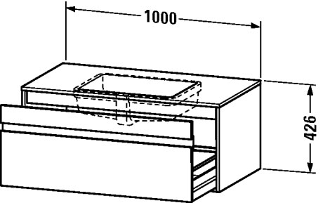 KT689507575 Тумбочка подвесная для встраиваемого снизу умывальника f-bonded Ketho #KT6895 1000 x 550 мм Лен, декор Duravit - Вид №1