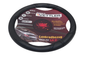 16312302 Оплетка на руль KOMFORT M, 37-38 см, 2108-15, иномарки, винил, черный MLA2black VETTLER