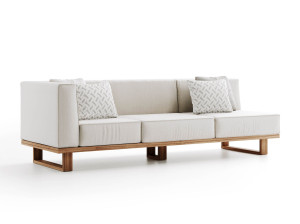 3-местный садовый диван из тикового дерева и ткани