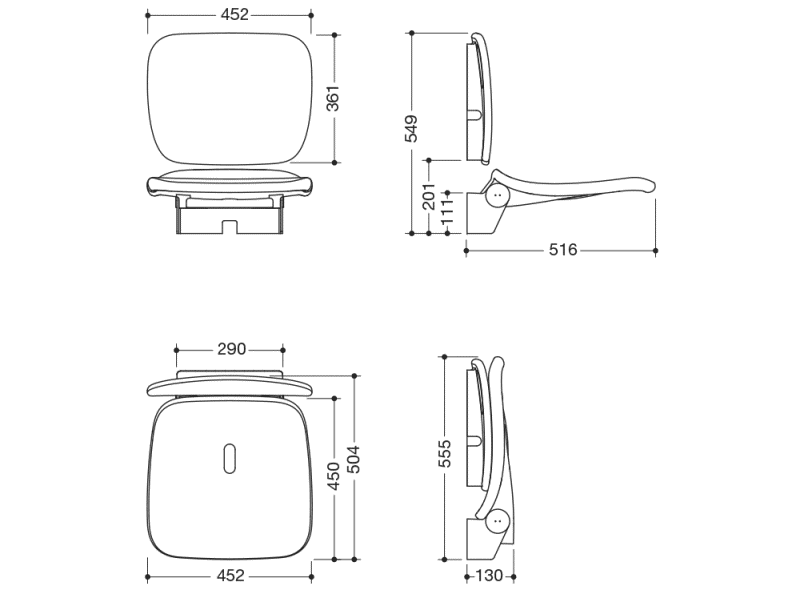 802.51.23260 удобство складного сиденья HEWI Serie 802 LifeSystem  - Вид №2