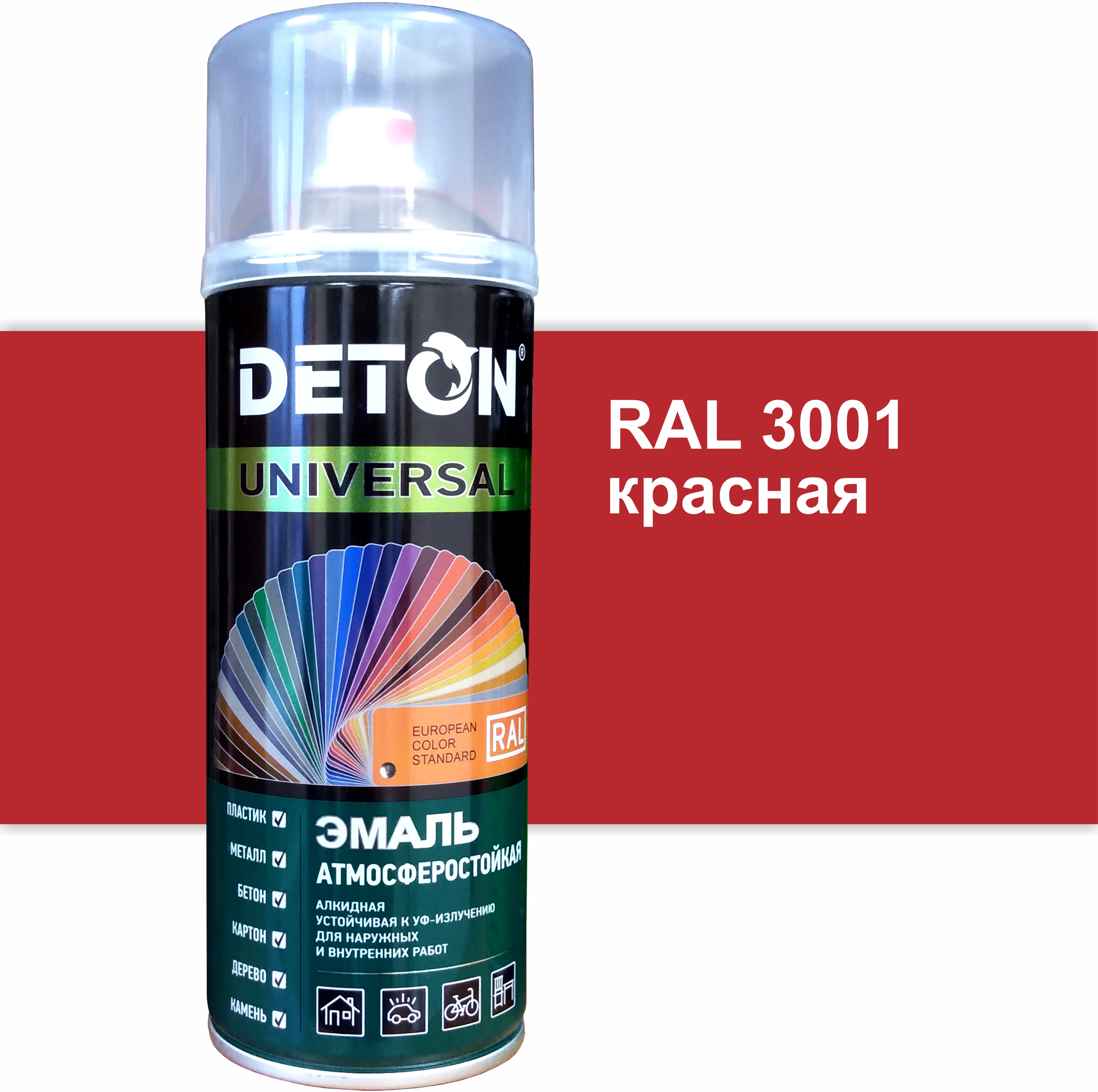 90357122 Эмаль аэрозольная DTN-A46798 алкидная RAL 3001 красный глянцевый 520 мл STLM-0198977 DETON