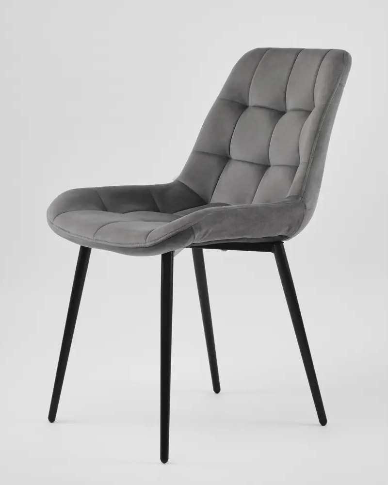 91588017 Комплект стульев 4 шт Myfar Феникс 51x82x59.5 см велюр цвет темно-серый STLM-0868832