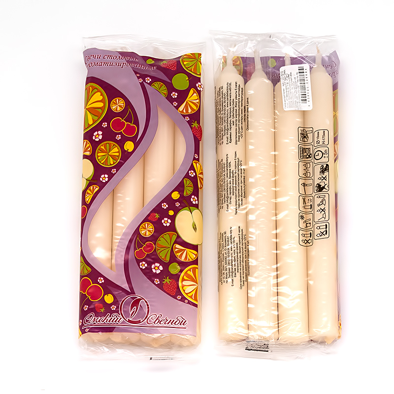 001510 Свеча столовая 1.9 х 17.5 см 40 г 4 шт. Ваниль Омский Свечной 