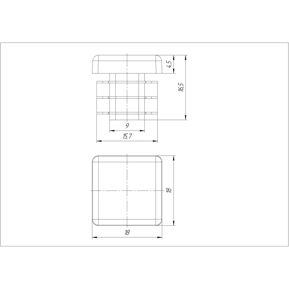 82694565 Заглушка квадратная 18x18 мм пластик черный 4 шт. STLM-0034291 Santreyd  - Вид №2