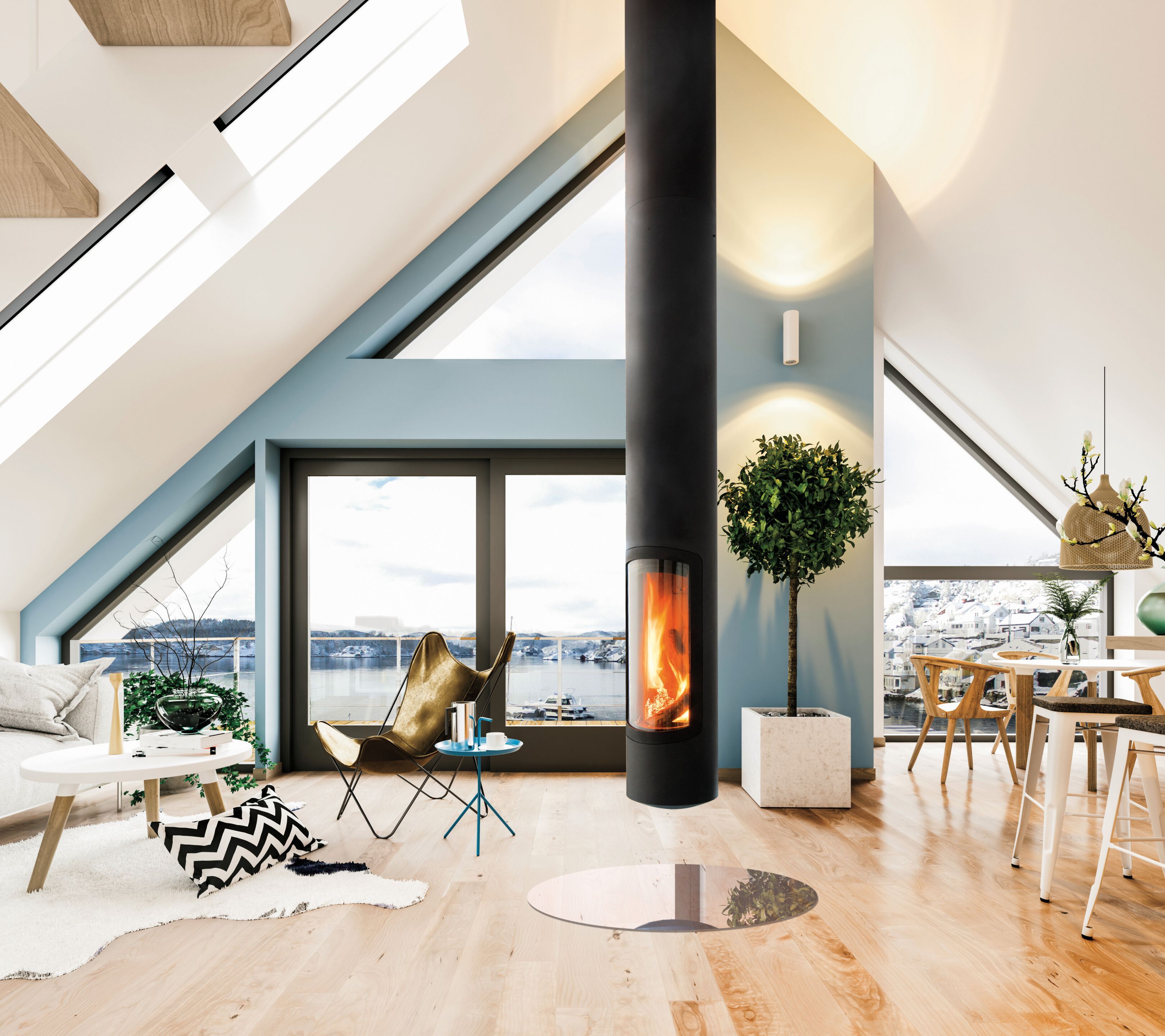 Центральный дровяной подвесной камин Focus creation Slimfocus ARCH-00022581 - Вид №3