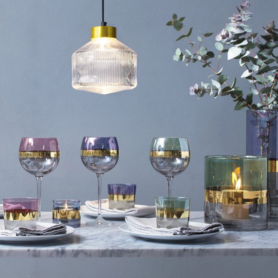 Набор из 2 круглых бокалов 525 мл фиолетовый Bangle LSA INTERNATIONAL ДИЗАЙНЕРСКИЕ 00-3863284 Золото;фиолетовый  - Вид №1