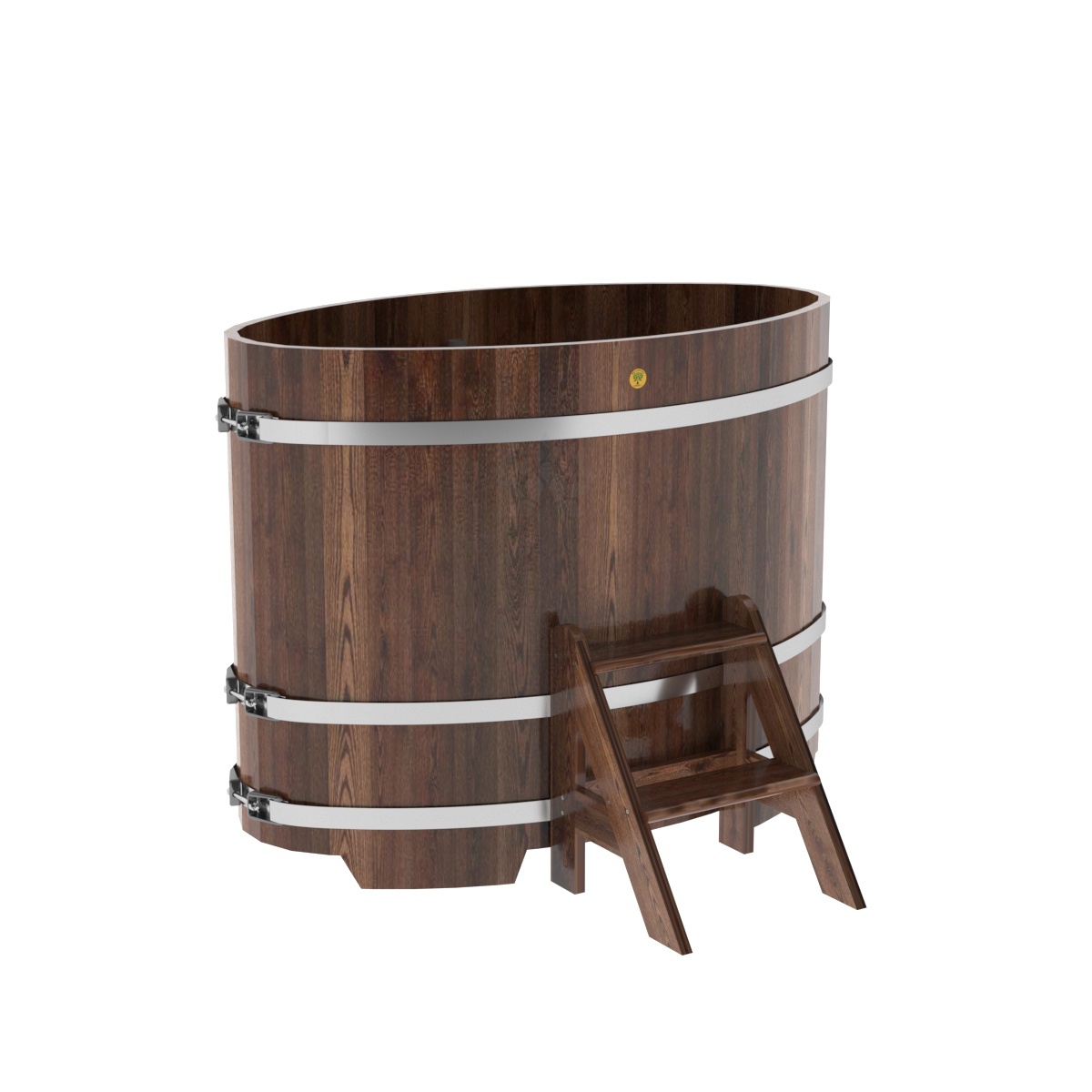 1152 Купель овальная из лиственницы 0,80х1,42х1,1 морёная премиум Alyarus 