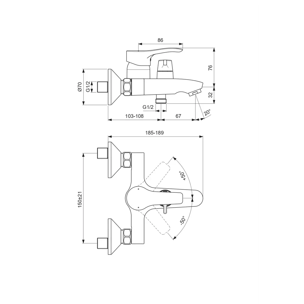 Смеситель для ванны и душа Vidima Meloy BA411AA однорычажный цвет хром 82137895 STLM-2031528 - Вид №4