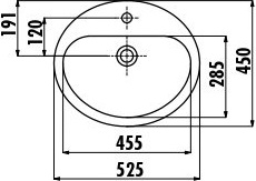 TP225-00CB00E-0000 Раковина ТР225 мебельная (45*52) Creavit  - Вид №1