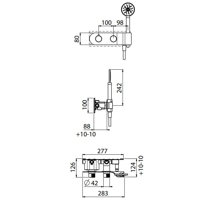 Встраиваемый термостатический смеситель для душа с ручным душем CARIMALI Q-TIME ARCH-00110656 - Вид №2