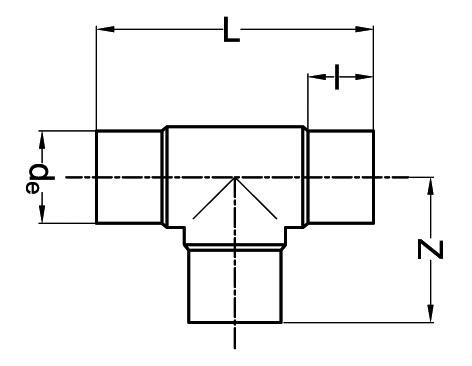 SANIT 72215502025 Тройник 90 °, ПЭ 100, 17 СДР, длинные  - Вид №1