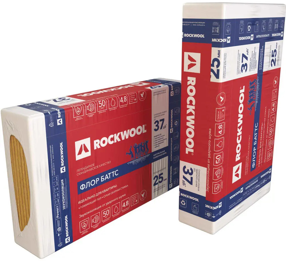 82151692 Звукоизоляция Rockwool Флор Баттс 25 мм 4.8 м² STLM-0020459