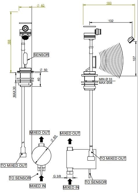 Электронный смеситель для раковины из нержавеющей стали Rubinetterie Treemme 40 мм ARCH-00111409 - Вид №2