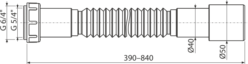 Гибкое соединение 6/4" c переходникoм 5/4"×50/40 пластмасса ALCAPLAST A793 - Вид №1