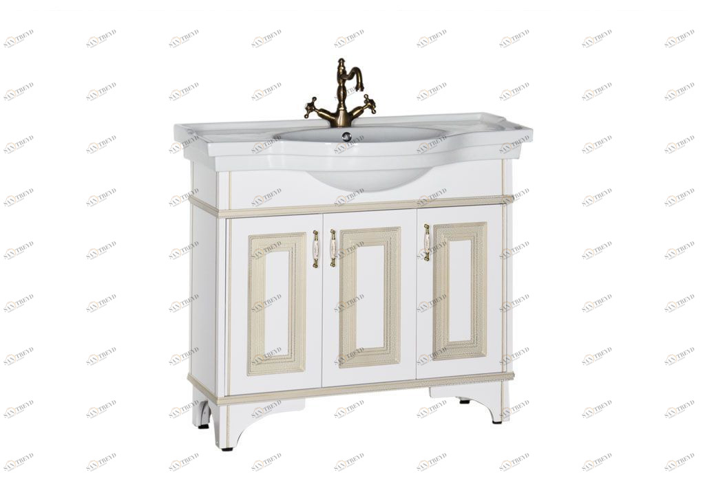 Тумба с раковиной Aquanet Валенса 100 белый краколет/золото 0018265300172465