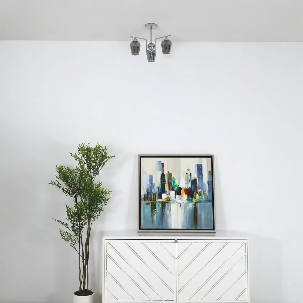 Люстра на штанге Libre 3 лампы 12 м² цвет хром SCHAFFNER STLM-2172858 - Вид №9