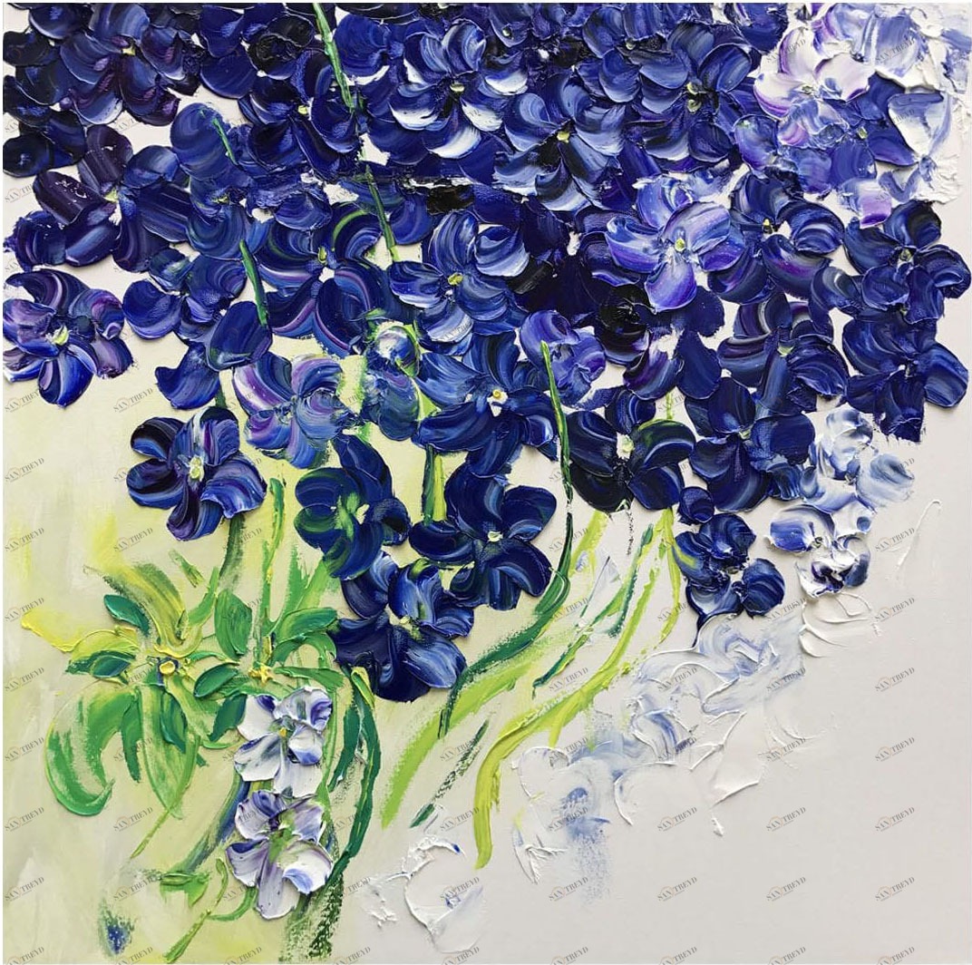 Картина на холсте 100х100 см "Синие орхидеи" EVENHOME КАРТИНЫ МАСЛОМ 130025 Бежевый;зеленый;синий;разноцветный 
